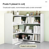 Biblioteca cu 6 compartimente, rotativa, cu lungime reglabila si extensibila, (60-120)×17×80cm, alb - imagine 2