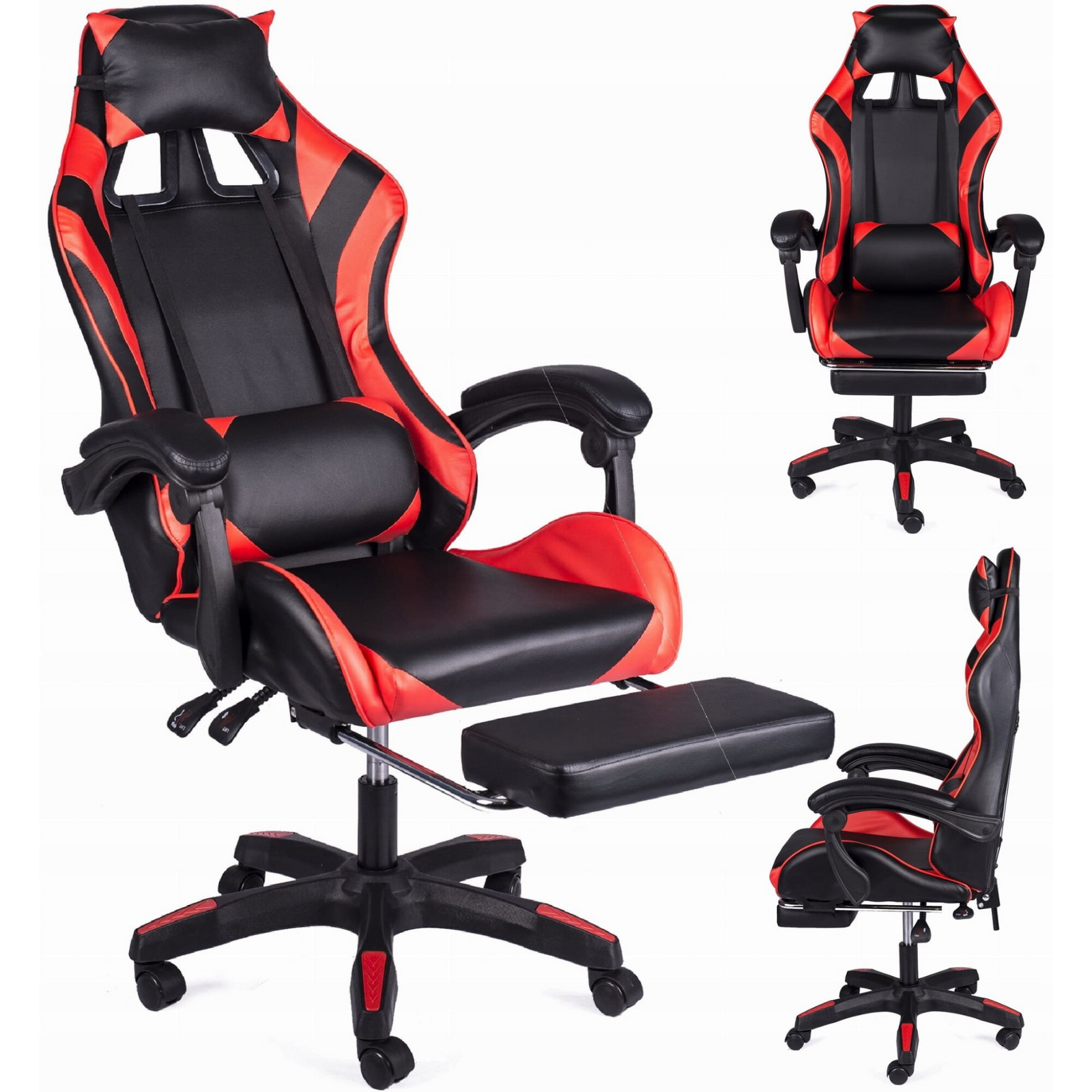 Scaun Gaming Racing SpeedX GT, Piele Ecologică, Recliner, Perne Ergonomice și Suport pentru Picioare