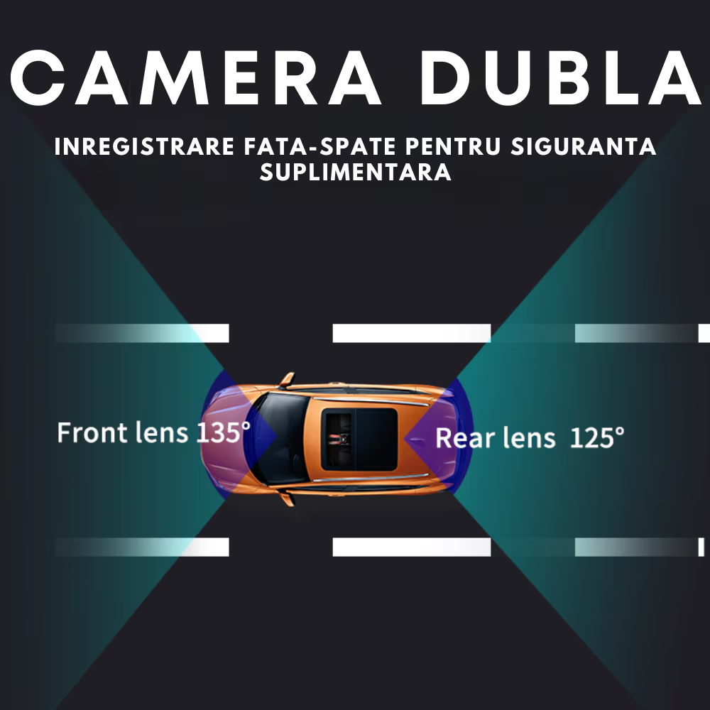 Camera video auto DVR 2K, cartela SIM 4G, monitorizare parcare 24h, 2 camere fata-spate, monitorizare parcare, control din aplicatie, G-senzor, inregistrare in bucla, vedere nocturna, unghi vizual larg, display LCD 3 inch
