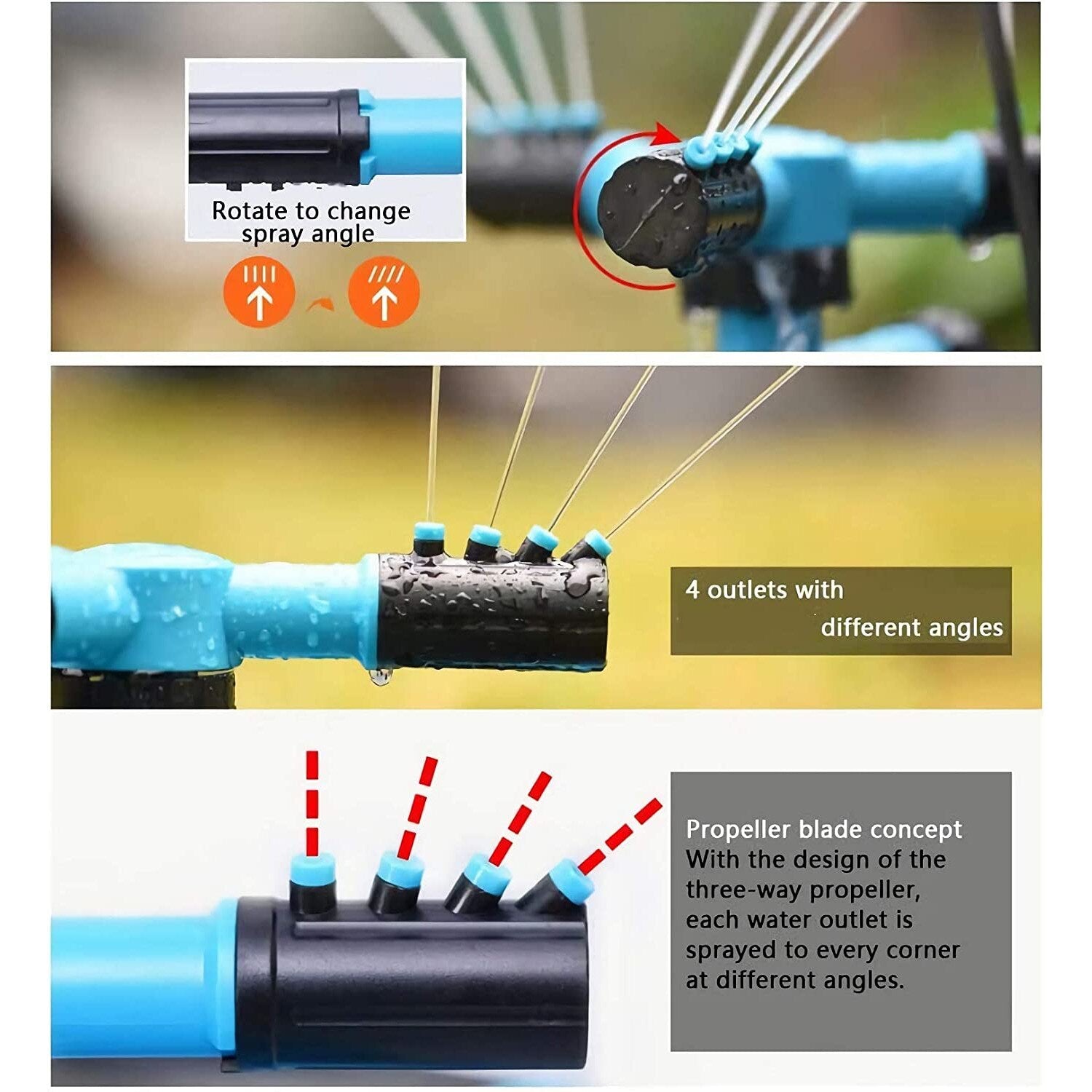 Set 2 Aspersoare pentru Gradina, Rotative 360 Grade, Unghi Reglabil