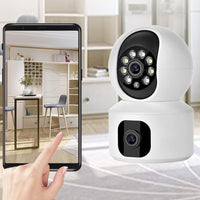Camera dubla de supraveghere, 3MP, WiFi, Rotire 360°, HD, Senzor miscare, Alb/Negru - imagine 9