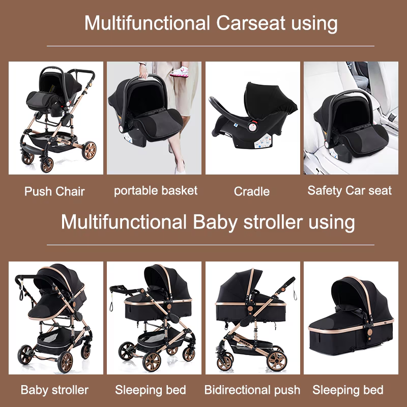 RESIGILAT - Carucior pliabil pentru copii, 3 în 1, Multifunctional – Landou, Scaun Auto si Carucior Sport