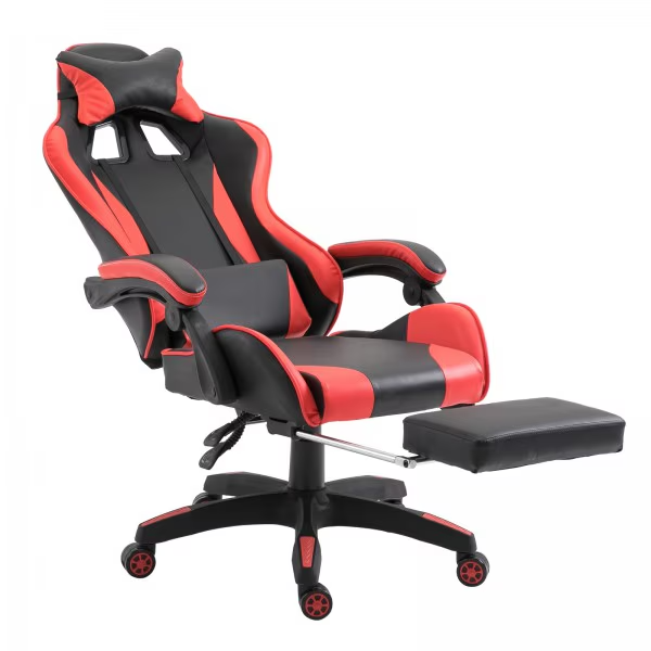 Scaun Gaming Racing SpeedX GT, Piele Ecologică, Recliner, Perne Ergonomice și Suport pentru Picioare