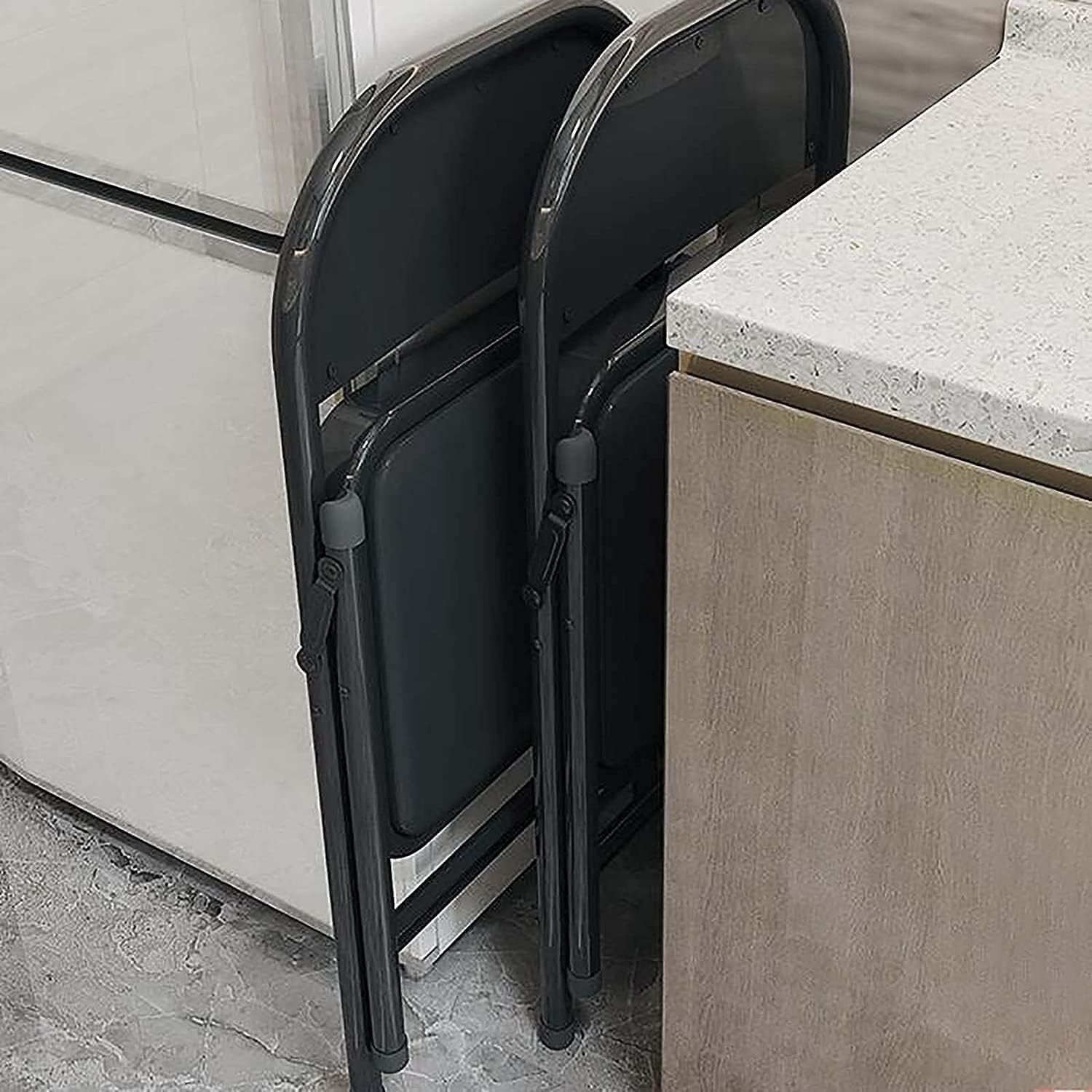 Scaun pliabil tapitat piele ecologica/material textil, cadru metalic 42x42x78 cm