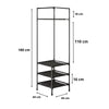 Cuier haine metalic pentru coltul camerei, 3 rafturi 180 x 44 x 44 cm