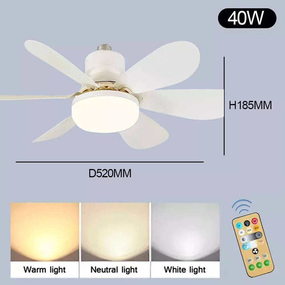 Ventilator de tavan cu LED, 40W, control de la distanta, 52cm x 20cm, alb