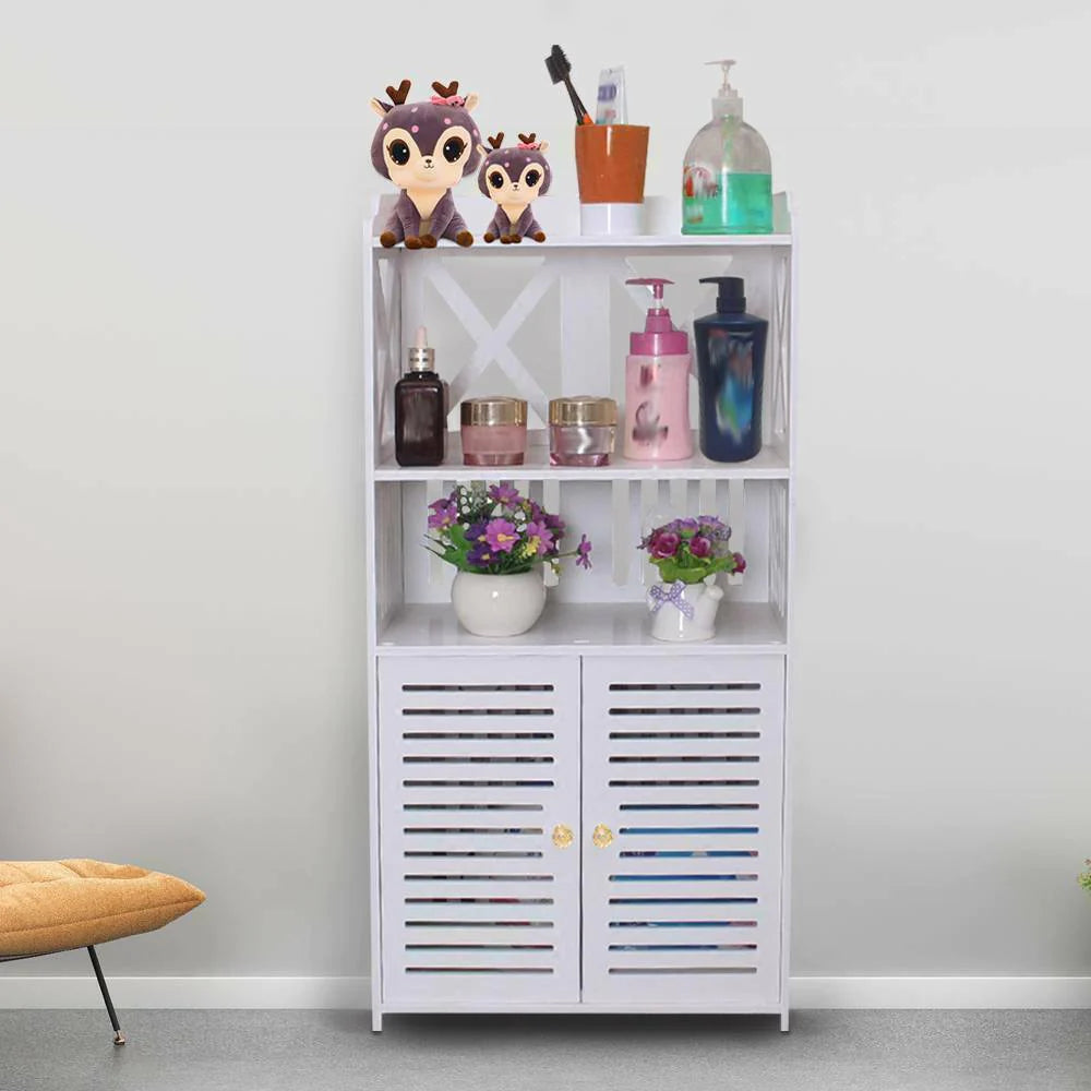 Dulap pentru Baie PVC cu 3 Polite de Depozitare, Alb, 90x40x25 cm, Rezistent la Umezeala