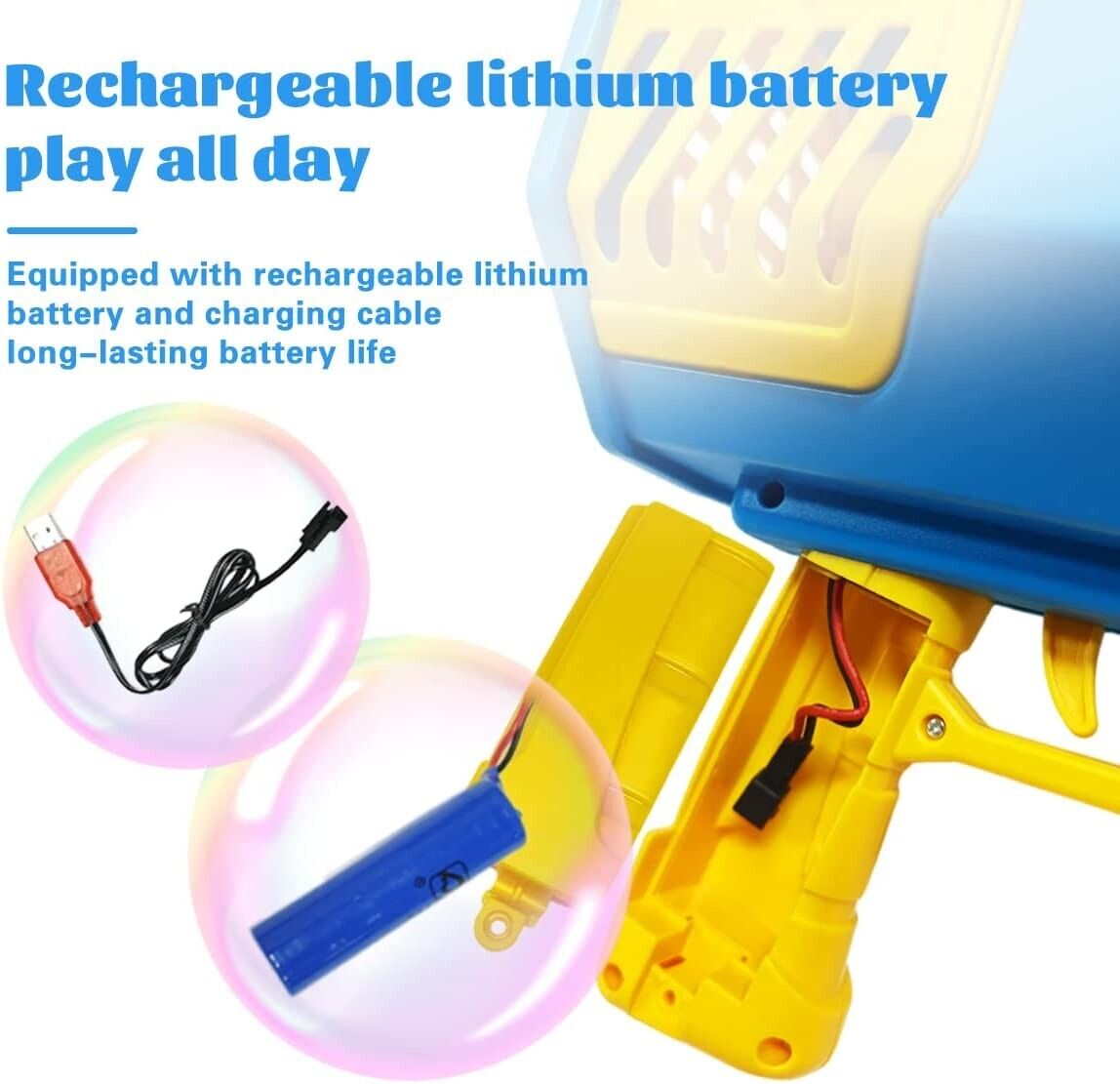 Pistol electric pentru baloane de sapun, 69 orificii, incarcare USB