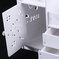 Organizator cosmetice si bijuterii cu sertare si oglinda machiaj, PVC, alb - imagine 9