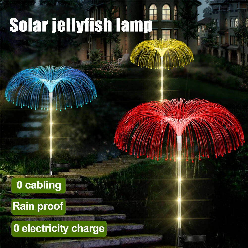 Set 2 x Lampi solare cu fibra optica tip palmier Iluminare decorativa RGB