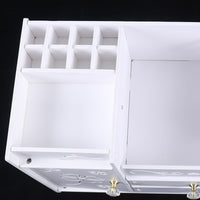 Organizator cosmetice si bijuterii cu sertare si oglinda machiaj, PVC, alb - imagine 8