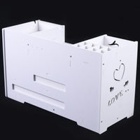 Organizator cosmetice si bijuterii cu sertare si oglinda machiaj, PVC, alb - imagine 7