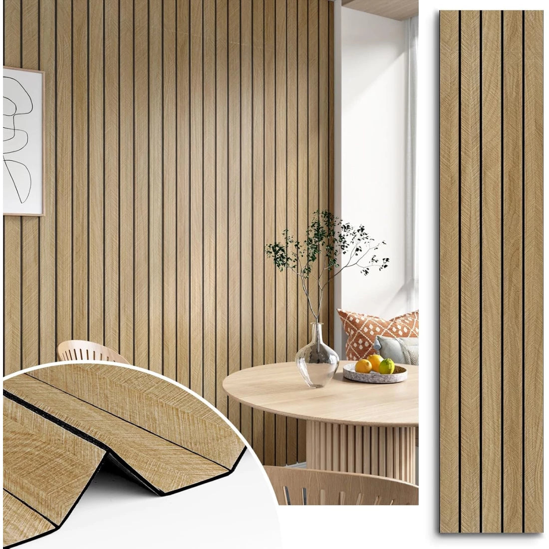 Tapet decorativ autoadeziv, aspect lemn vertical, 30x60cm, model 3D modern, pentru perete interior