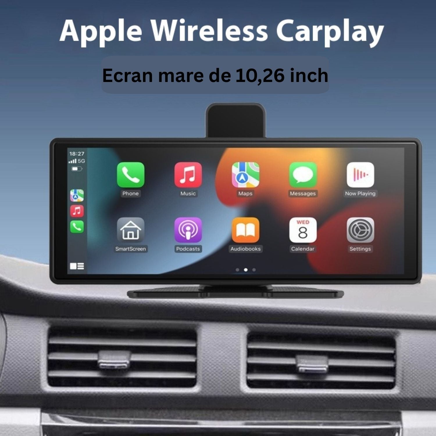 Sistem DVR auto cu ecran tactil 10.26 inch, CarPlay, recorder dual fata 4K si spate 1K, camera marsarier