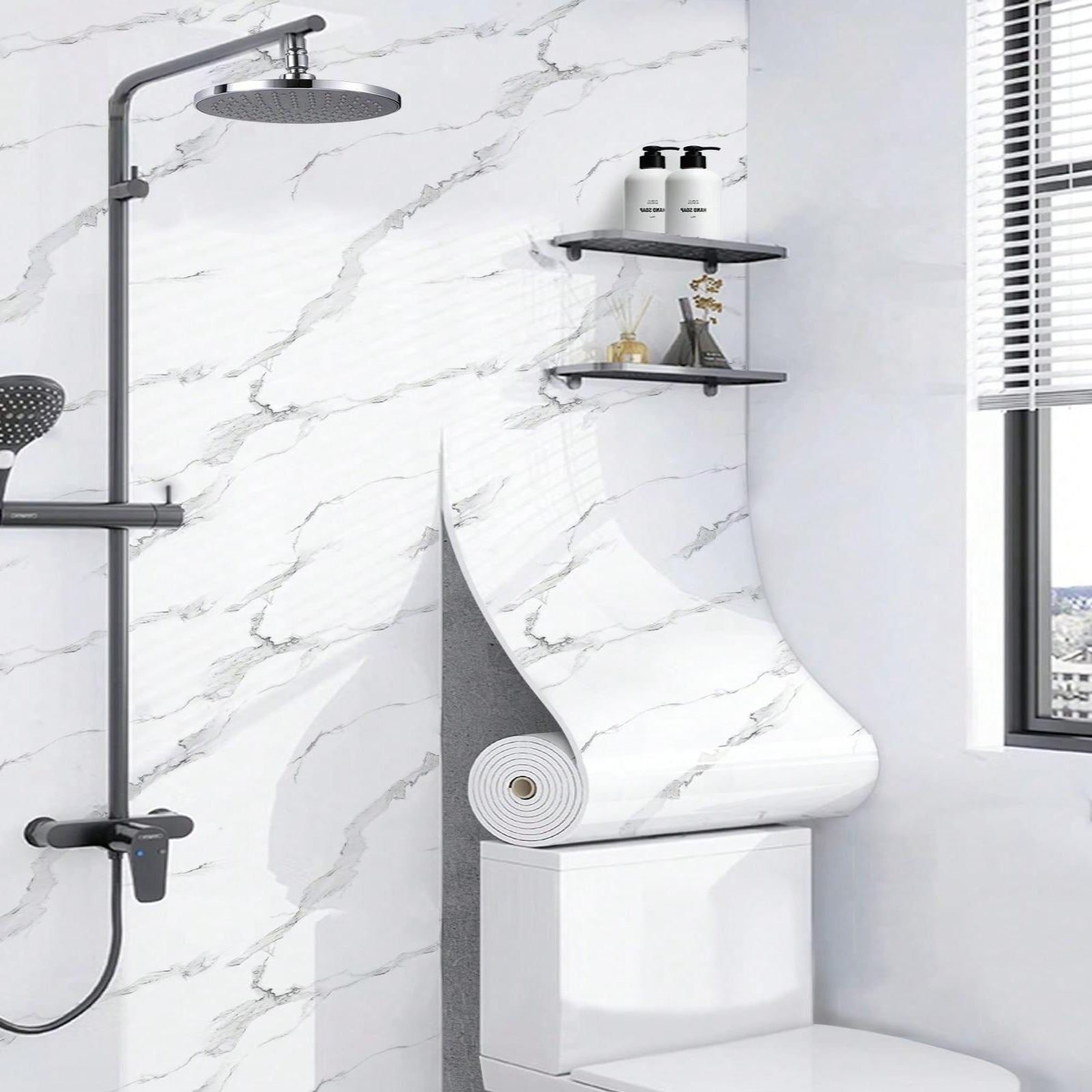 Rola Tapet 3D Autoadeziv, model imitatie marmura 3D, 40x300 cm, rezistent la apa