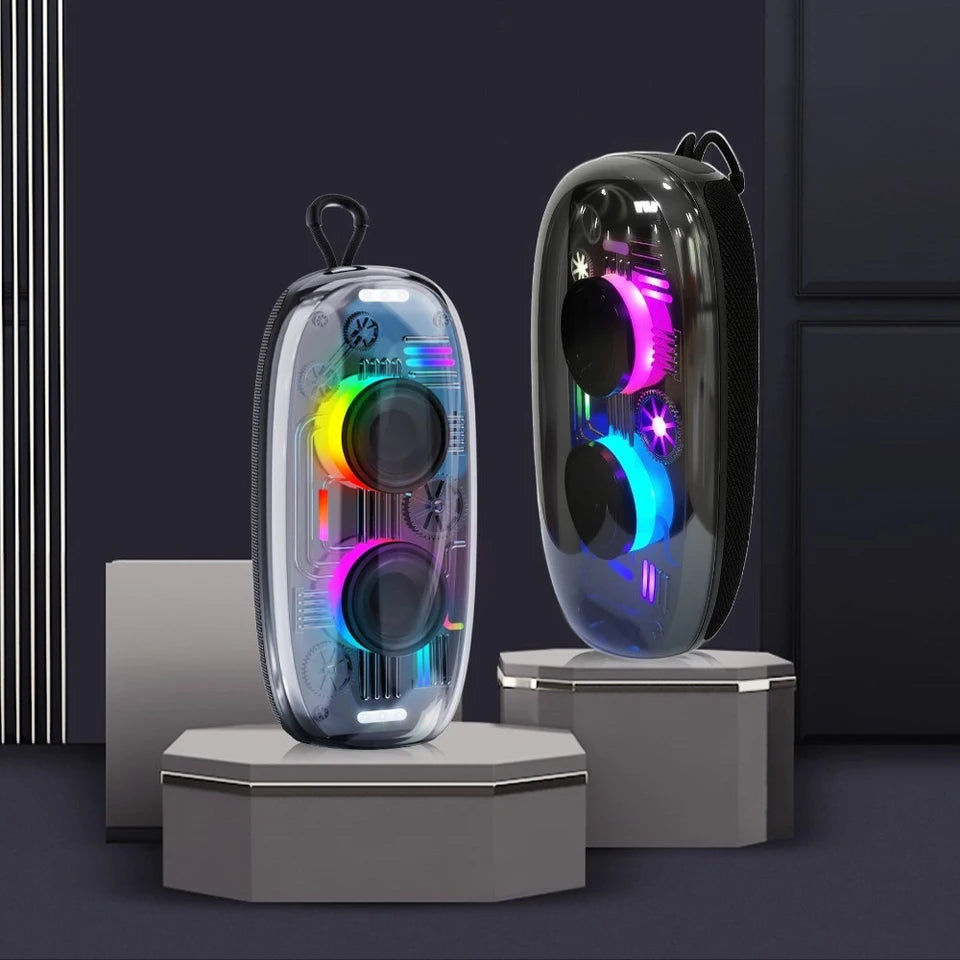 Boxa Portabila Bluetooth, Design Transparent cu Lumini RGB si Sunet Puternic