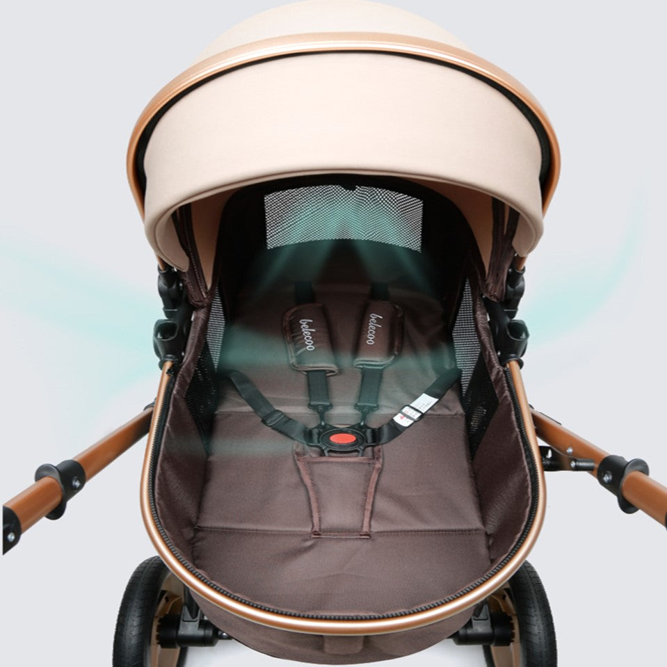 RESIGILAT - Carucior 2 in 1 pentru copii, pliabil, cu suspensii, transformabil landou-sport, 0-36 luni, cos pentru accesorii