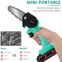 Mini fierastrau electric cu lant 4 inch si acumulator, fara fir, pentru lemn, 36V - imagine 4