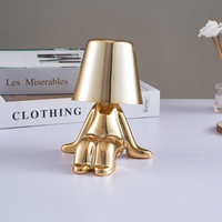 Veioza cu touch, Little Golden Man Thinker Lamp, incarcare USB, aurie, 3W - imagine 10