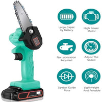 Mini fierastrau electric cu lant 4 inch si acumulator, fara fir, pentru lemn, 36V - imagine 3