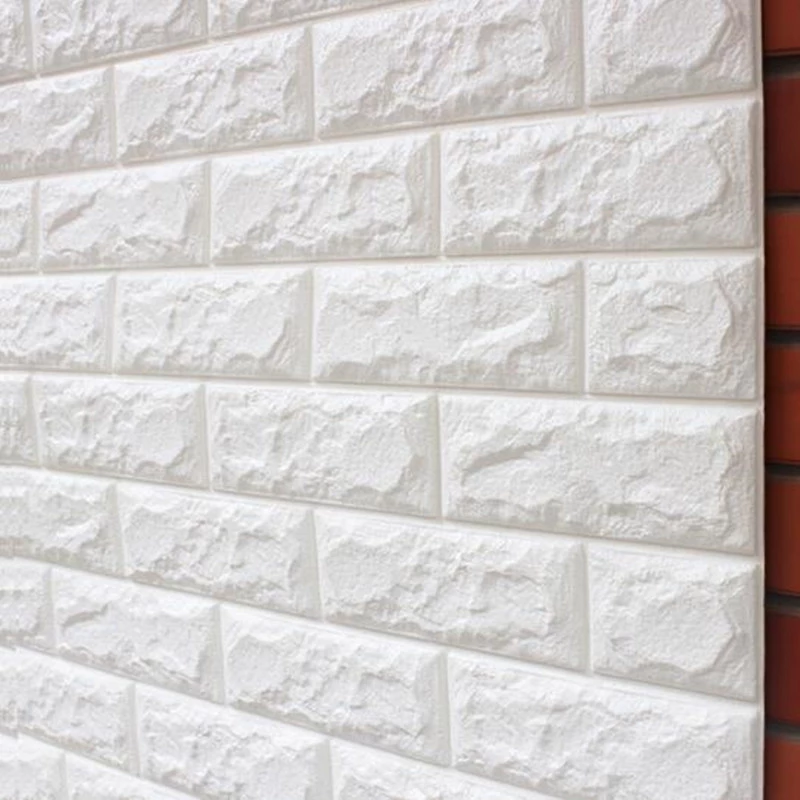 Tapet 3D caramizi albe, auto-adeziv pentru interior, 70 x 77 cm, 6mm grosime