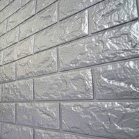 Tapet 3D caramizi argintii, gri, auto-adeziv pentru interior, 70 x 77 cm - imagine 4