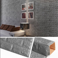 Tapet 3D caramizi argintii, gri, auto-adeziv pentru interior, 70 x 77 cm - imagine 7
