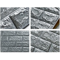 Tapet 3D caramizi argintii, gri, auto-adeziv pentru interior, 70 x 77 cm - imagine 6