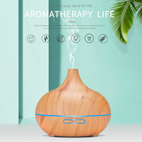 Umidificator/Difuzor aromatizator ultrasunete Fresh Air, lemn natur, 7 culori programabil, oprire automata - imagine 6