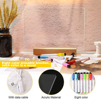 Panou luminos acrilic tip tabla de notite transparenta cu baza din lemn, 30x20cm - imagine 5