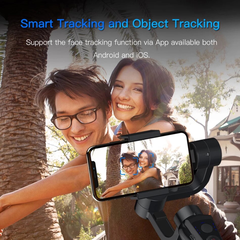 Sistem de stabilizare GIMBAL S5B cu face tracking, rotativ, 3 axe, Bluetooth, 4000 mAh, Negru