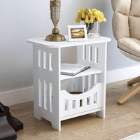 Noptiera alba decorativa, din PVC, 2 polite, 45cm - imagine 3