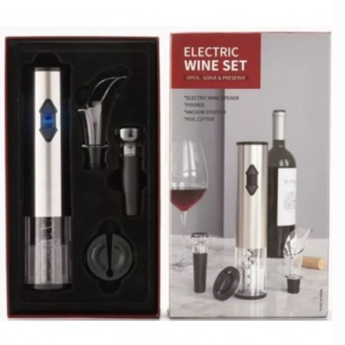 Set accesorii pentru vin cu tirbuson electric, 4 piese, baterii