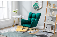 Fotoliu balansoar pentru relaxare cu material catifelat si cadru metalic - imagine 8