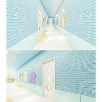Tapet 3D caramizi bleu, auto-adeziv pentru interior, 70 x 77 cm - imagine 6
