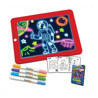 Tableta luminoasa pentru desenat, Magic Pad, carioci speciale si sabloane incluse, divertisment educativ - imagine 3