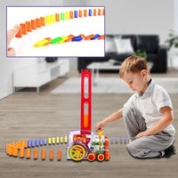 Set trenulet electric, de jucarie, cu 60 de piese domino, cu luminite si sunete - imagine 2