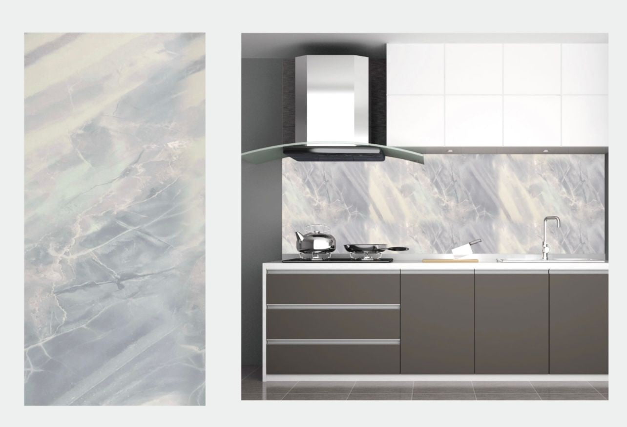 Placa autoadeziva pentru pardoseala sau perete tip marmura, impermeabila, 60x30cm