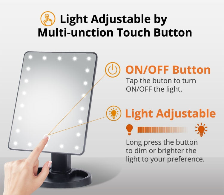 Oglinda makeup iluminata LED pentru machiaj, portabila