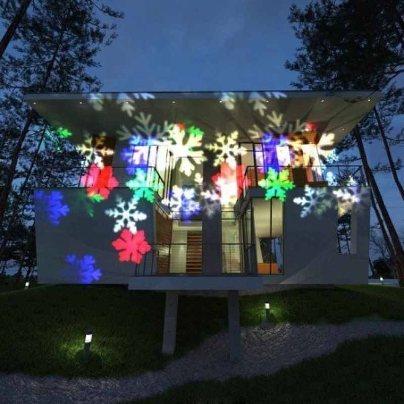 Proiector dublu cu LED Multicolor, Fulgi si Laser Rosu-Verde