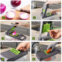 Razatoare multifunctionala legume si fructe 9 piese, lame inox + maner protectie - imagine 2