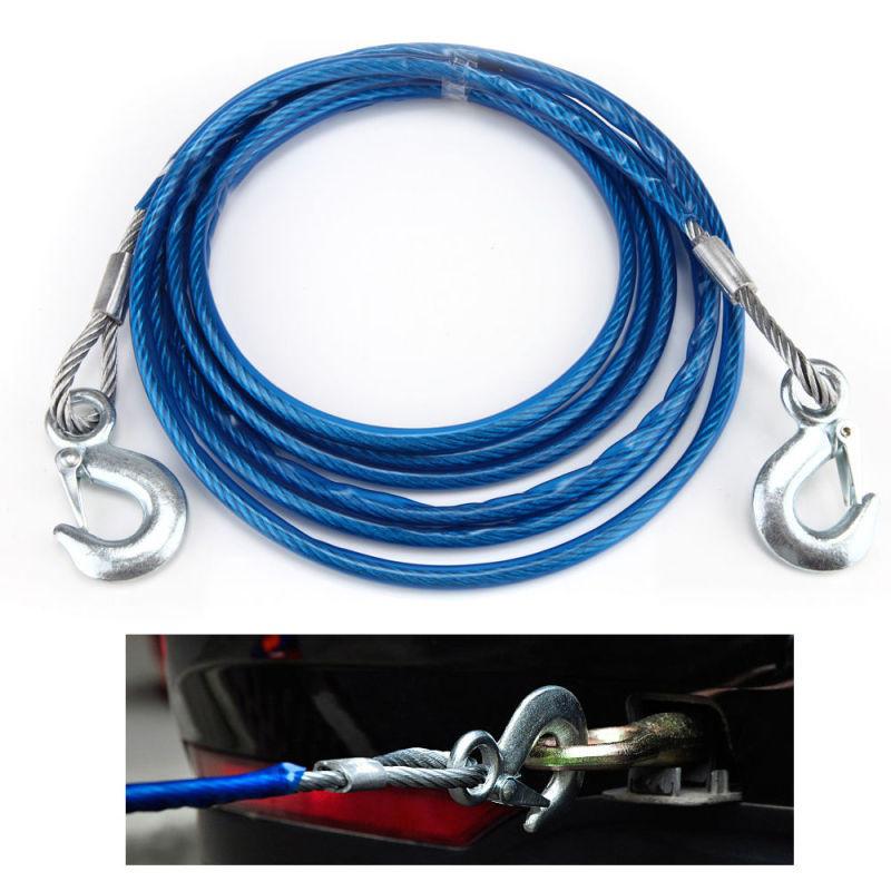 Cablu din otel pentru tractare auto, carlige de remorcare cu siguranta, 8mm x 4M, capacitate 3 tone