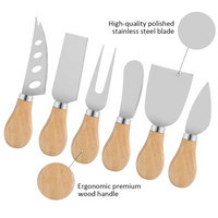 Set 6 cutite cu maner de lemn pentru branzeturi - imagine 4