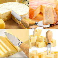 Set 6 cutite cu maner de lemn pentru branzeturi - imagine 5