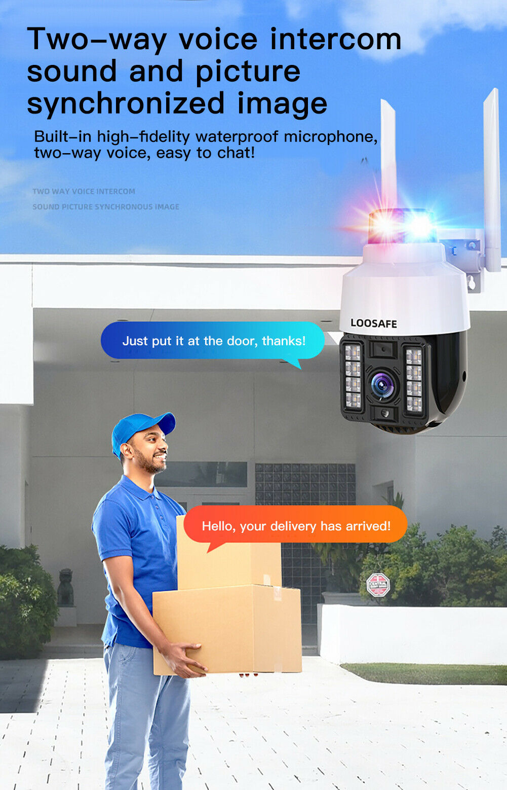 Camera supraveghere WIFI 1080p, cu sirena, vedere color noaptea, Rotire 360, V380 pro