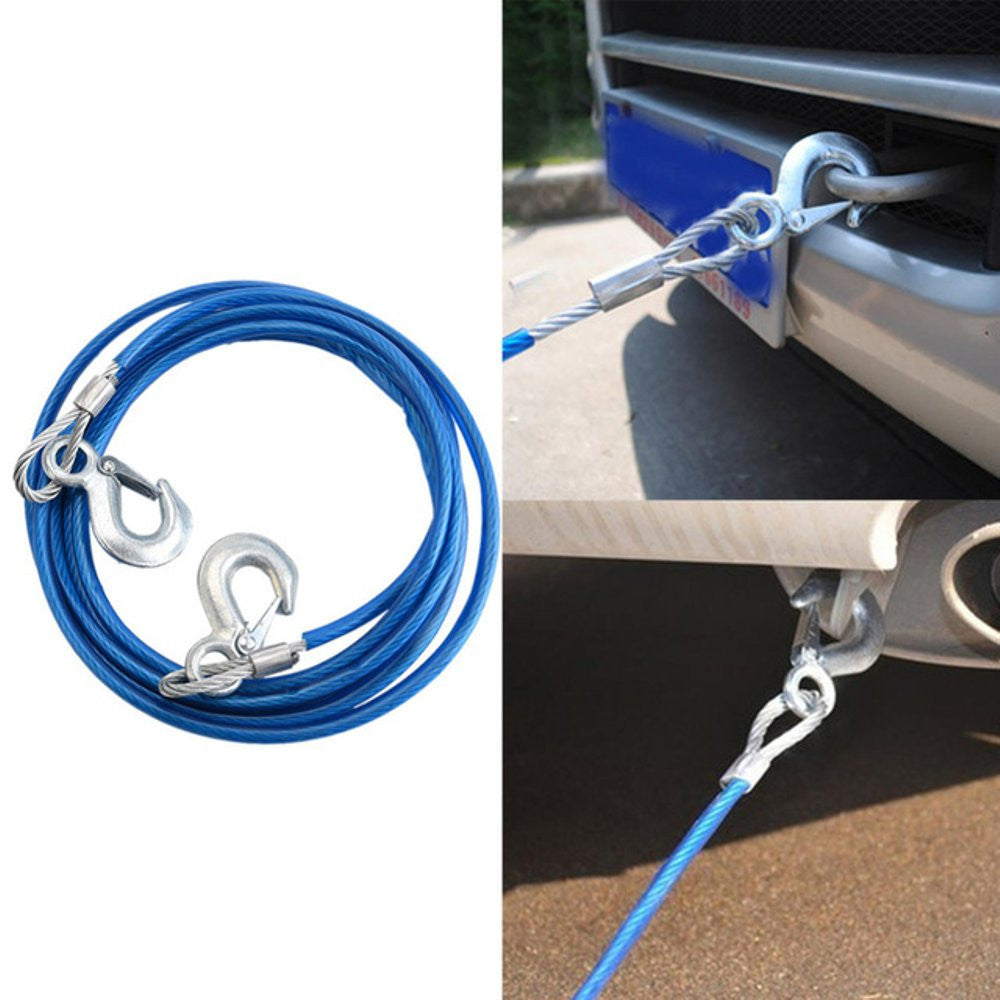 Cablu din otel pentru tractare auto, carlige de remorcare cu siguranta, 8mm x 4M, capacitate 3 tone