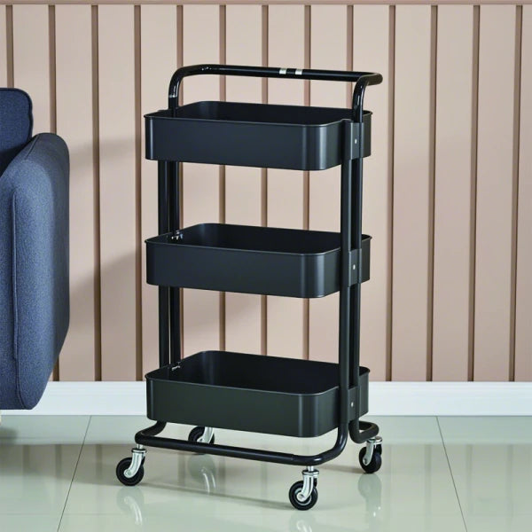 Raft portabil cu 3 nivele – cu cosuri metalice si roti rotative 360°