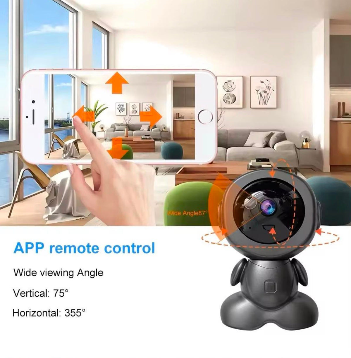 Camera de Supraveghere Robot WIFI 3MP Full HD 1080P Babymonitor Vedere Nocturna Rotire 355° - detaliu produs
