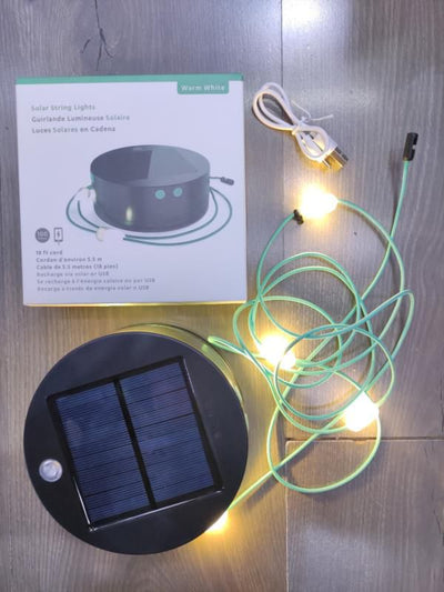 Ghirlanda solara pentru camping  cu 10 beculete led, lanterna si functie de baterie externa