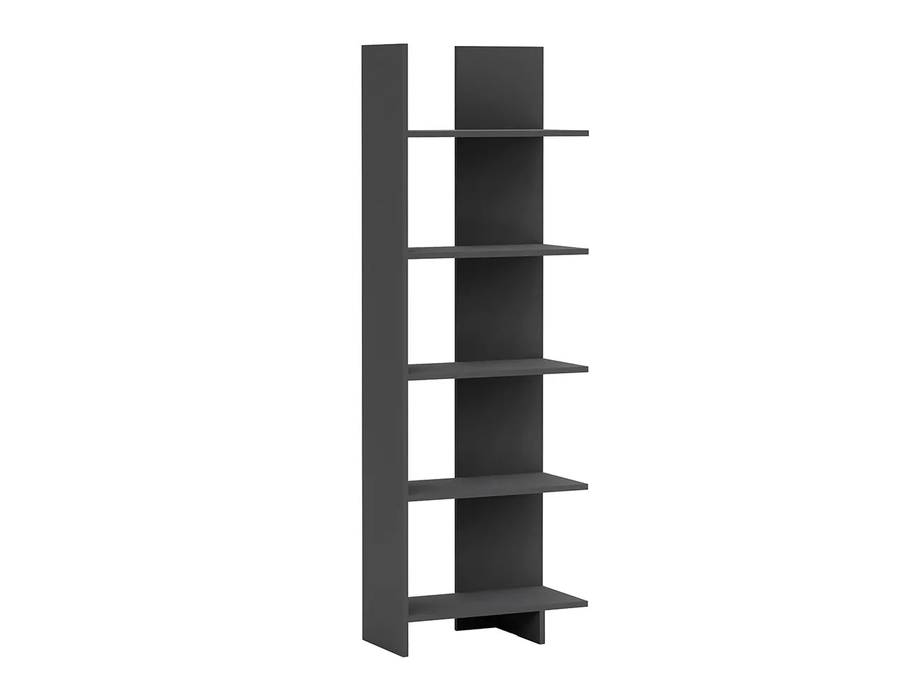 Raft Biblioteca Asimetric 5 Polite MDF Negru Decorativ Perete - detaliu produs